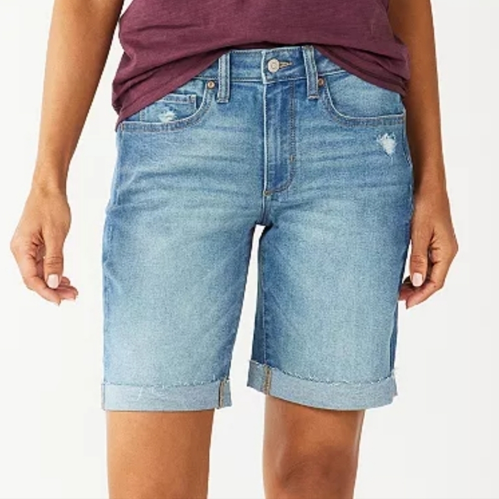 Sonoma Goods For Life® Woman's High-Waist 9" Bermuda Jean Shorts 16  8 'NWT'
